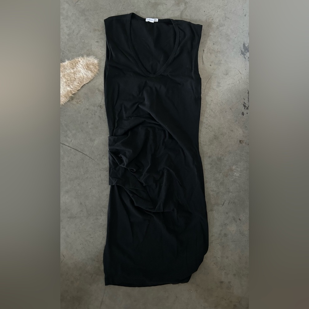 James perse knee length cotton ruched dress, size 3, color black